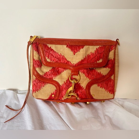 Rebecca Minkoff Straw M.A.C. Bombe Purse in Coral - Picture 5 of 9